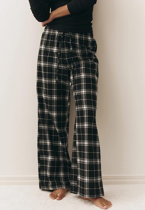 H&M - Flannel pyjama bottoms - black/checked