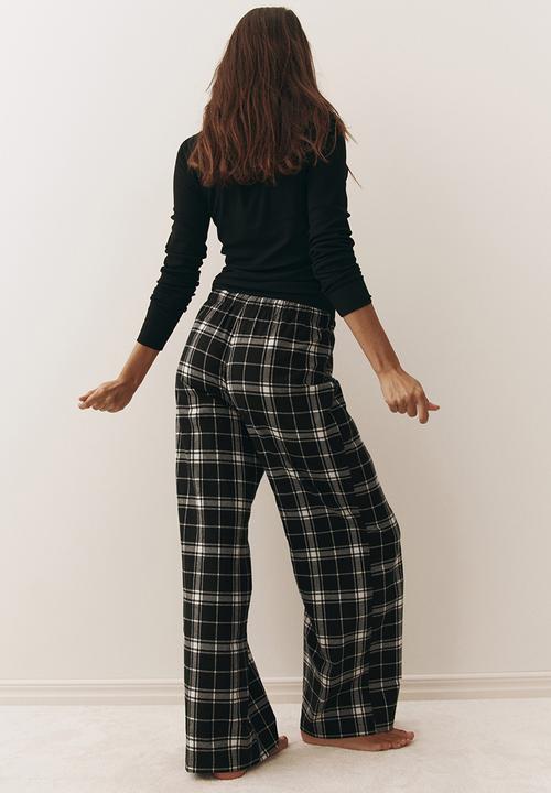 H&M - Flannel pyjama bottoms - black/checked