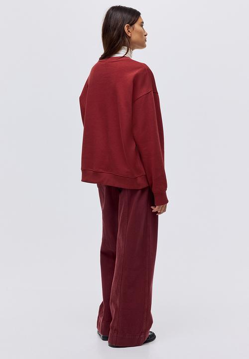 H&M - Text-motif sweatshirt - rust red/paris