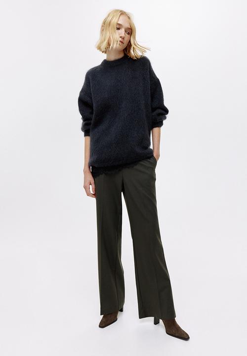 Straight crease-leg trousers - dark green
