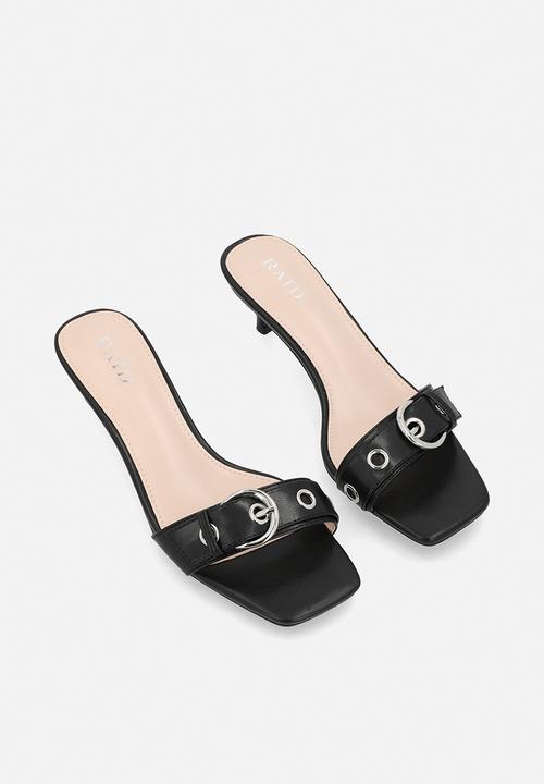 Raid London - Celina open toe stiletto heel mule - black 