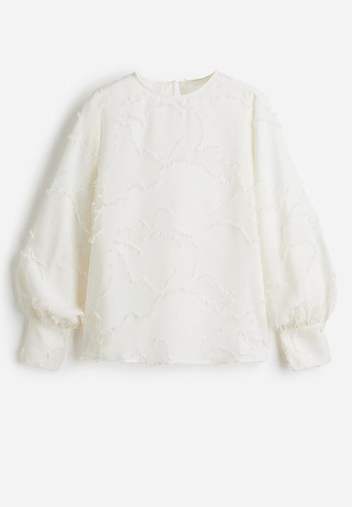 H&M - Jacquard-weave blouse - white