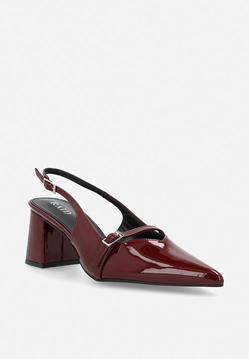 Raid London - Leelie closed toe square heel slingback - burgundy 