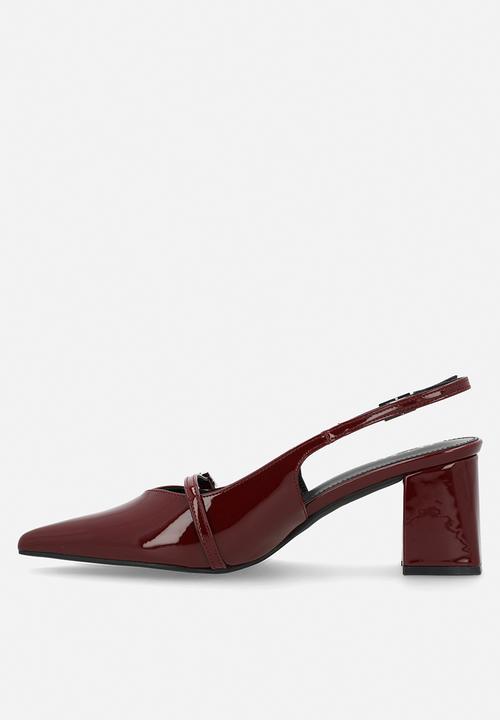 Raid London - Leelie closed toe square heel slingback - burgundy 