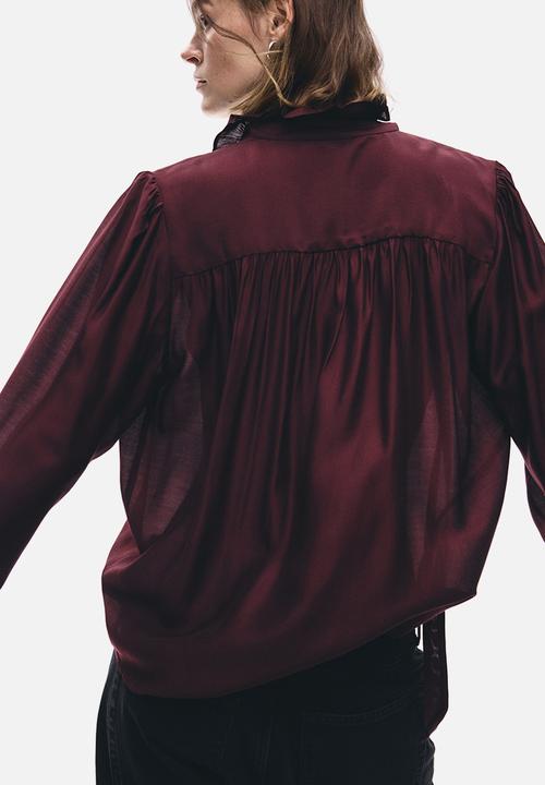 H&M - Bow-collar blouse - burgundy