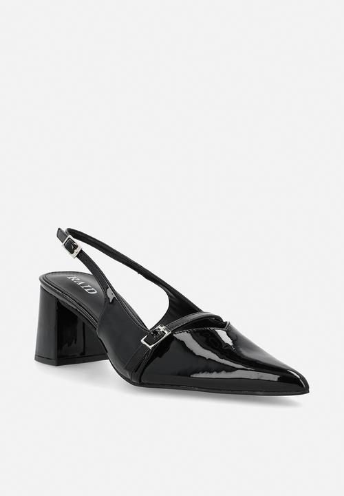 Raid London - Leelie closed toe square heel slingback - black 