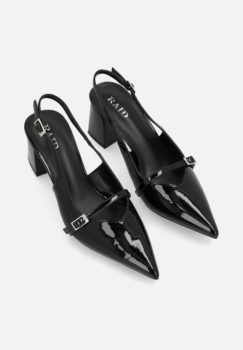 Raid London - Leelie closed toe square heel slingback - black 