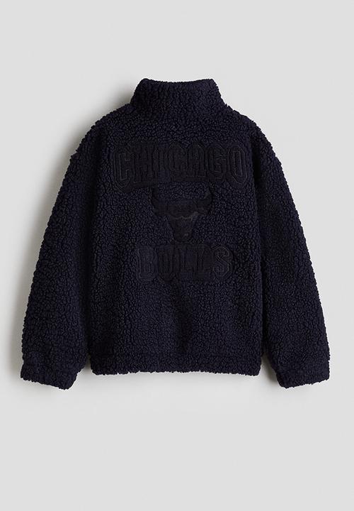 H&M - Appliqu?d teddy jacket - navy blue/chicago bulls