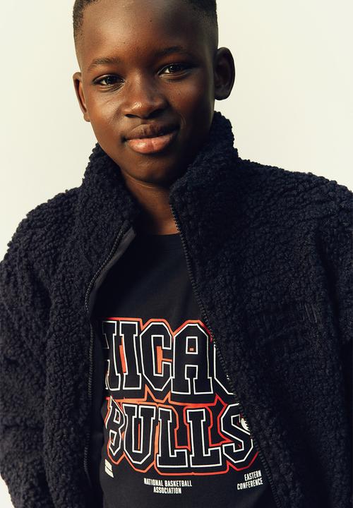 H&M - Appliqu?d teddy jacket - navy blue/chicago bulls