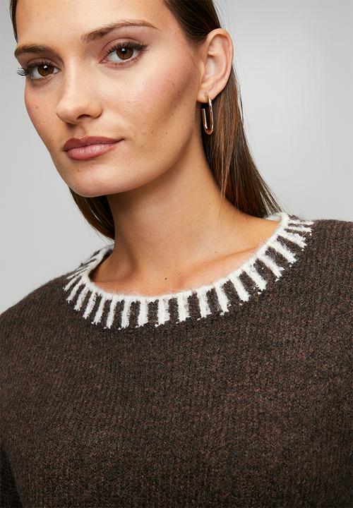 Stella Morgan - Long Sleeve Easy Wearing Melange Sweater - Chocolate