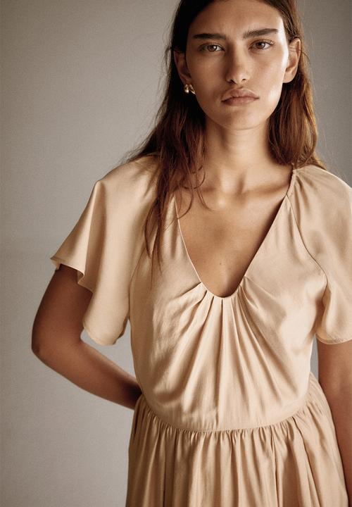 H&M - Flared-skirt dress - beige