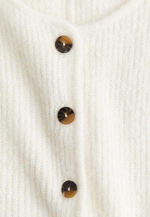 H&M - Rib-knit peplum cardigan - cream