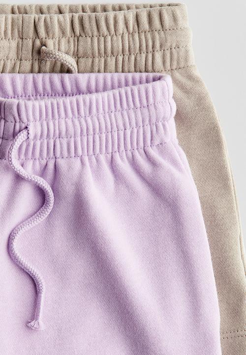 H&M - 2-pack sweatshorts - light purple/beige