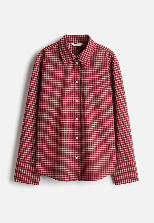 H&M - Cotton poplin shirt - red/checked