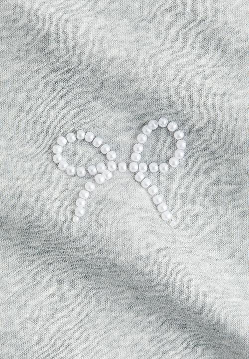 H&M - Embellished sweatshirt - light grey marl/bows