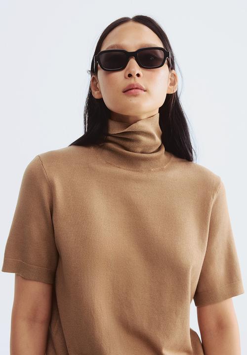 H&M - Fine-knit polo-neck top - beige