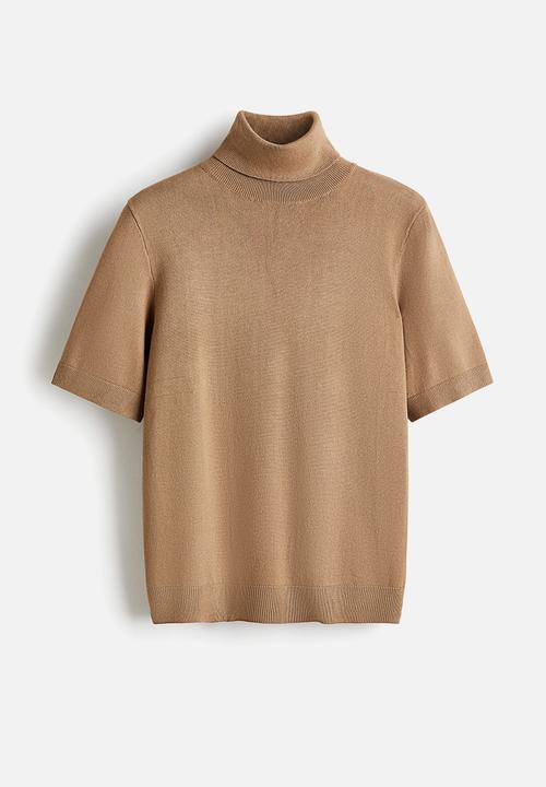 H&M - Fine-knit polo-neck top - beige