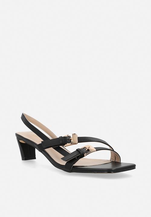 Raid London - Darby open toe square heel slingback - black 