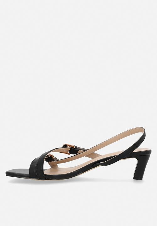 Raid London - Darby open toe square heel slingback - black 