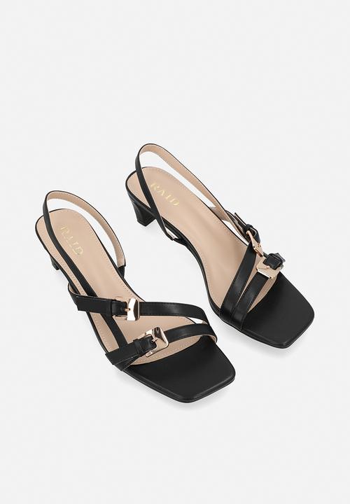 Raid London - Darby open toe square heel slingback - black 