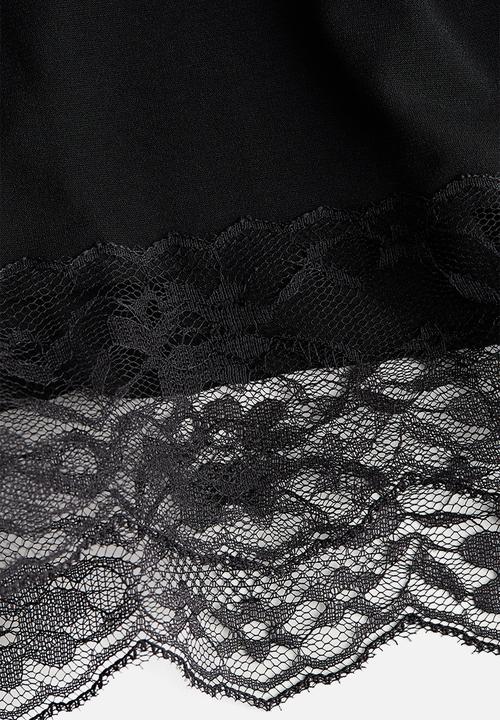 H&M - Lace-trimmed strappy top - black