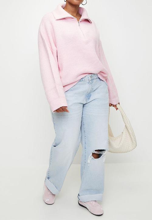 Cotton On - Plus luxe half zip pullover - soft pink
