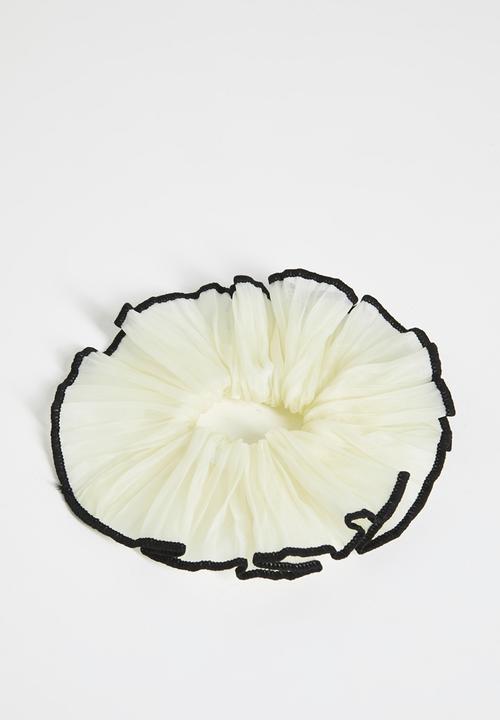 Tessa Design - Cove Pleated Chiffon Scrunchie Pack - Cream & Black