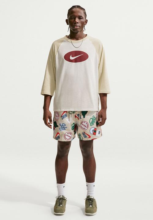 Nike - NSW Club  3/4-Sleeve Raglan Top - White/Khaki