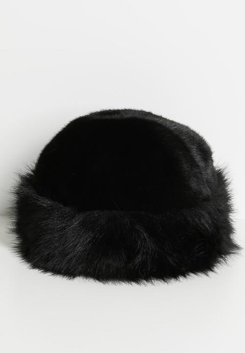 Tessa Design - Brynn Faux Fur Brim Hat - Black