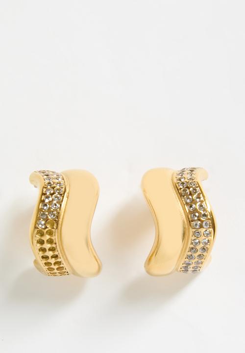 Zoe on Trend - Bold stone hoop earrings - gold