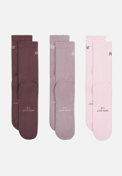 Nike - NSW Everyday Elevated Crew Socks (3-Pack) - Marron/Pink/Multi