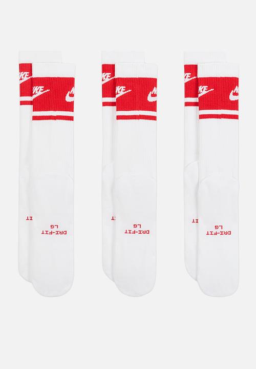 Nike - Everyday Elevated Crew Socks (3 Pairs) - White/Red