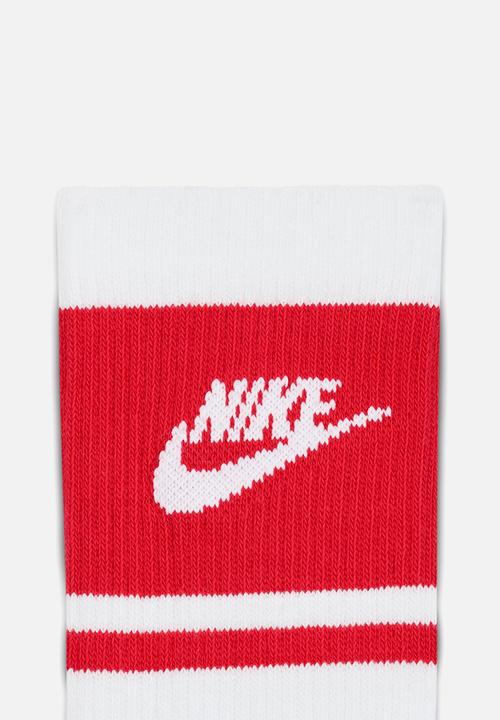 Nike - Everyday Elevated Crew Socks (3 Pairs) - White/Red