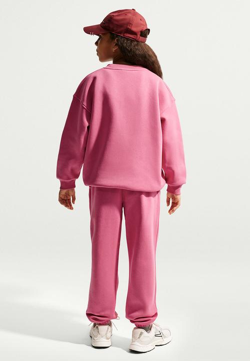 Nike - Girls Nike Sportswear Club Fleece Oversized Crew - Peony/White
