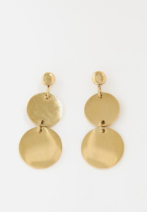 Zoe on Trend - Modern double-drop disc earrings - gold