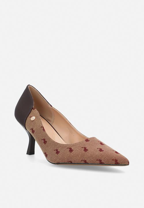 POLO - Jacquard pointed pump heel - burgundy