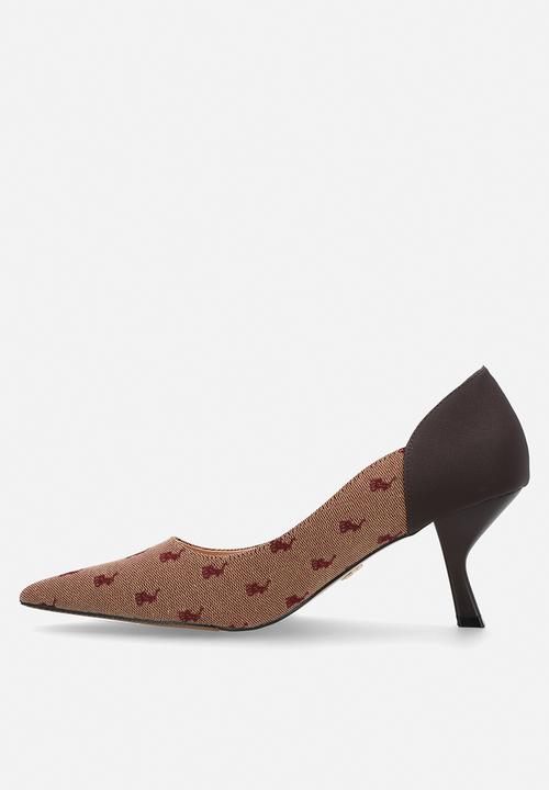 POLO - Jacquard pointed pump heel - burgundy