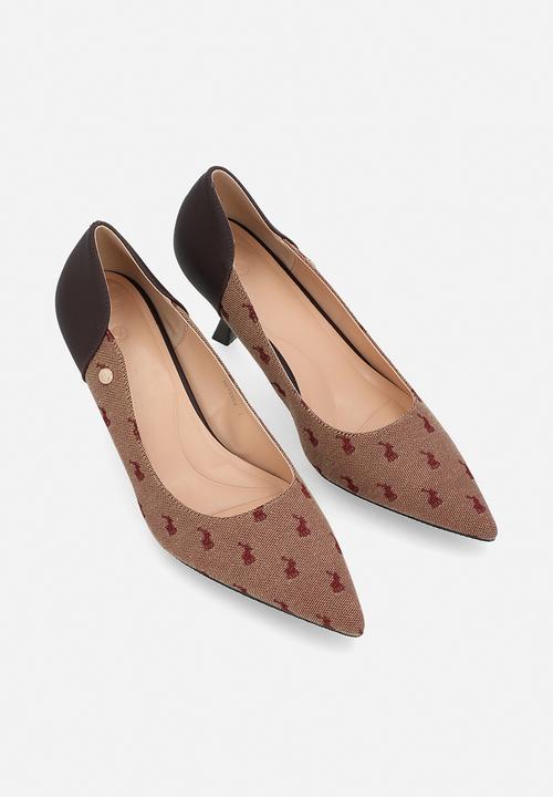 POLO - Jacquard pointed pump heel - burgundy