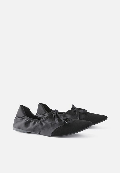 Cotton On - Harley Ruched Ballet - black satin.