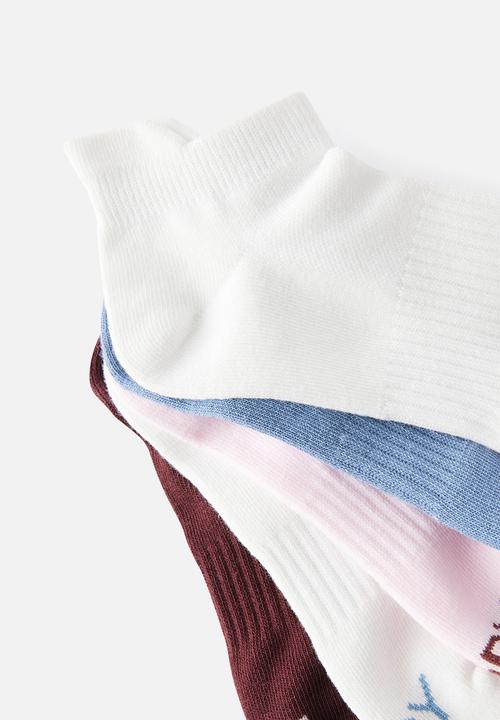 Cotton On - Body 5pk ankle sport sock - choc plum multi