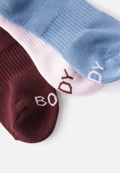 Cotton On - Body qtr crew sock 3 pack - choc plum multi