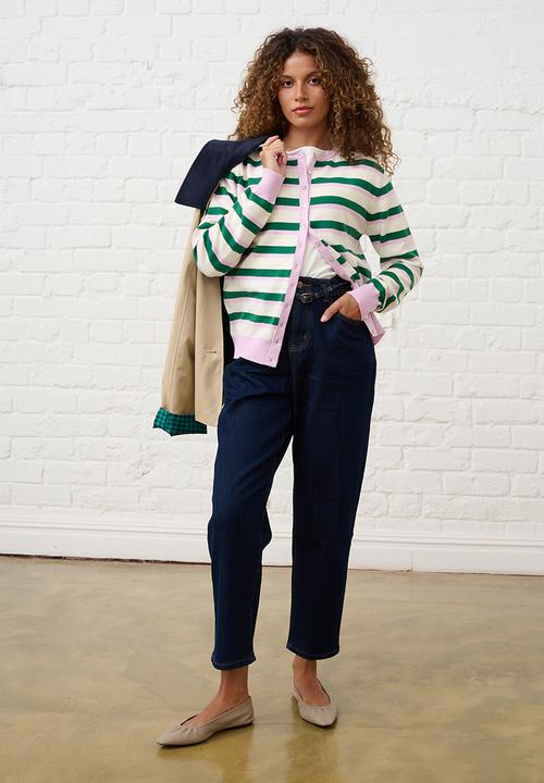 Me&B - Lightweight Cardigan in Heritage Stripe - Multi