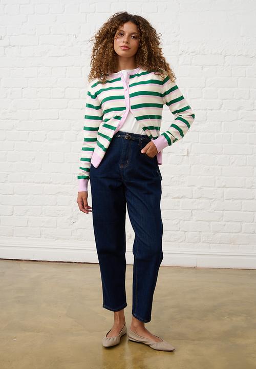 Me&B - Lightweight Cardigan in Heritage Stripe - Multi