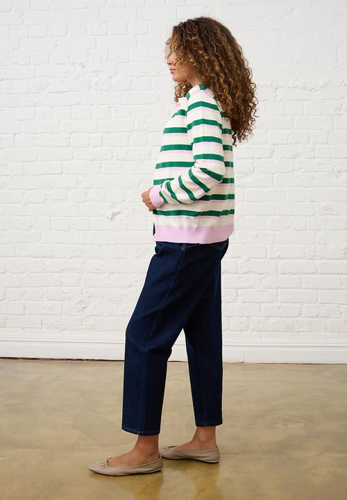 Me&B - Lightweight Cardigan in Heritage Stripe - Multi