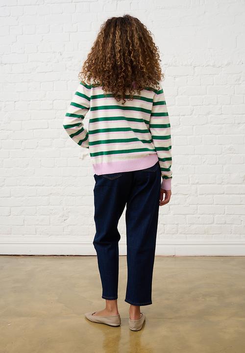 Me&B - Lightweight Cardigan in Heritage Stripe - Multi
