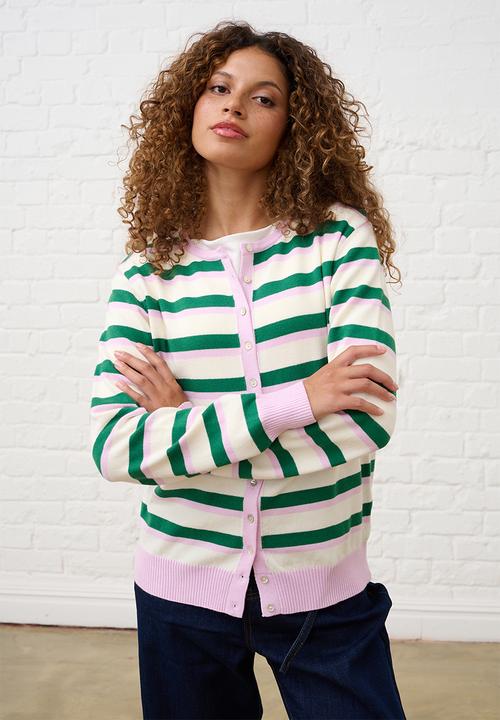 Me&B - Lightweight Cardigan in Heritage Stripe - Multi