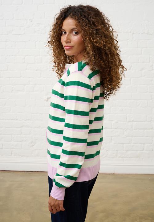 Me&B - Lightweight Cardigan in Heritage Stripe - Multi