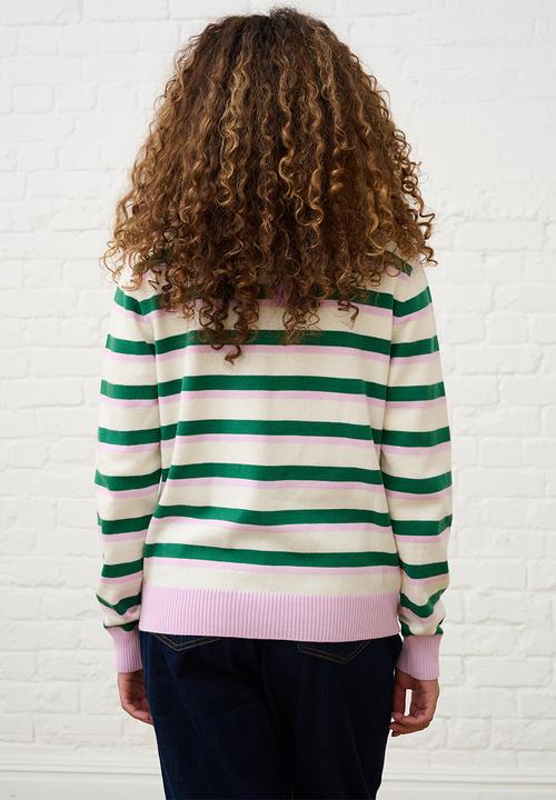 Me&B - Lightweight Cardigan in Heritage Stripe - Multi