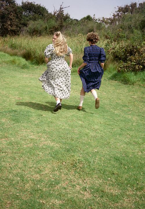 Me&B - Gingham Shirred Midi Dress - Navy/Black