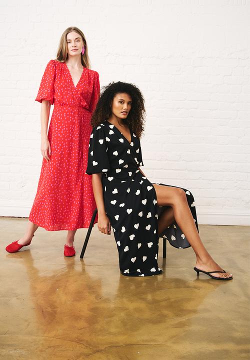 Me&B - Heart Wrap Dress - Black/White